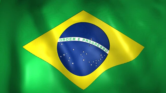 Seamless loop animation of Brazil flag. 4K.  national Brazilian flag, Flags Motion Loop HD resolution