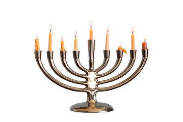 Nine candle Chanukkah Menorah isolated cutout