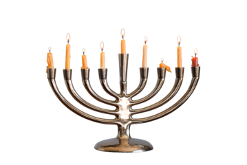 Nine candle Chanukkah Menorah isolated cutout