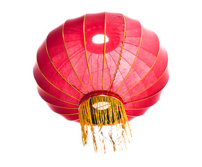 Red chinese lantern isolated on transparent