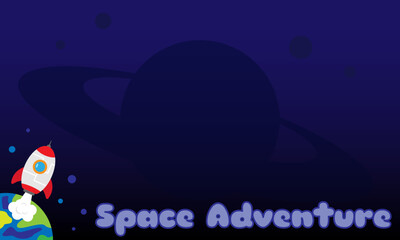 Space Adventure Background with Spaceship and Copy Space Area. Suitable for Illustration of Kids Education