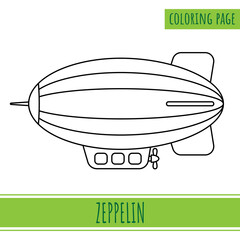 Coloring Page Of Zeppelin. Suitable For Kids Activities