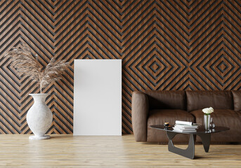 minimal room and decoration copy space - seamless wood wall. 3D rendering.