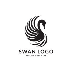 silhouette Swan Flapping wings logo
