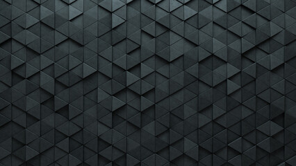 Triangular Tiles arranged to create a 3D wall. Concrete, Futuristic Background formed from Polished blocks. 3D Render