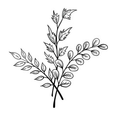 A black and white image featuring various leaf ornaments. This versatile graphic resource is ideal for design projects