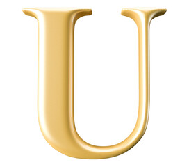 alphabet letter U golden
