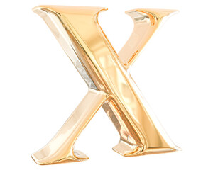 alphabet letter X golden 3d