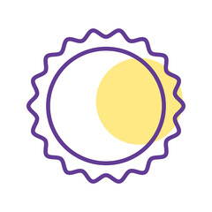 Colorful sun outline vector icon illustration