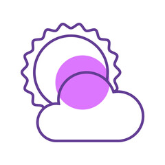 Colorful clouds sun outline vector illustration