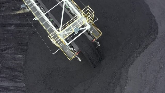 Coal terminal with technics working in it.