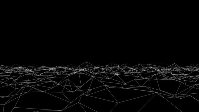 Digital wireframe landscape. Wireframe terrain polygon landscape design. Digital cyberspace in mountains with valleys. 
