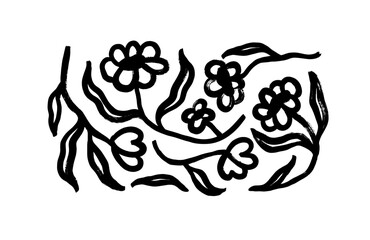 Abstract naive flowers collection. Chamomile or daisy flowers with bold brush strokes isolated on white background. Naive or primitive art style. Abstract contemporary trendy vector illustration