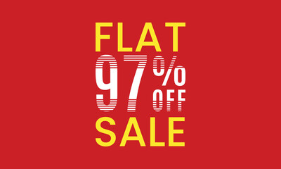 flat 97 percent off sale, flat 97 percent vector typography, abstract 97 percent discount