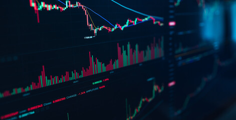 Technology stock market graph on computer