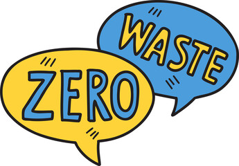 Hand Drawn zero waste letters illustration on transparent background