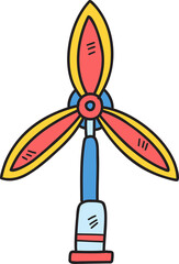 Hand Drawn wind turbines for generating electricity illustration on transparent background