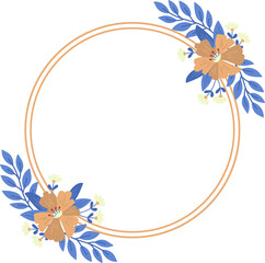 circle decorated with floral frame illustration on transparent background