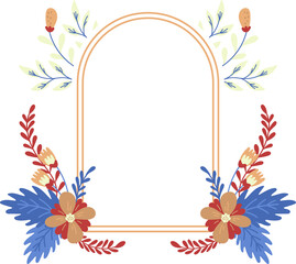 arch shape decorated with floral frame illustration on transparent background