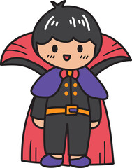 Hand Drawn cute vampire illustration on transparent background