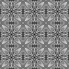 seamless tile with folk style ornamental flowers on a white background, vector design