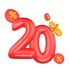 Discounts 20percent off text 3d rendering