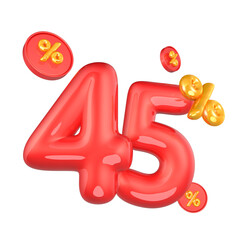 Discounts 45off  text 3d rendering
