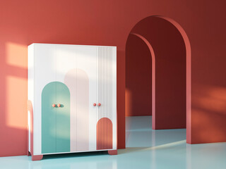 Modern interior with design chest 3d rendering