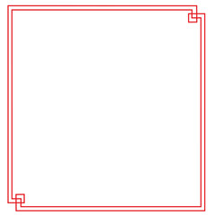 red square frame ornament with chinese ornament white background pattern