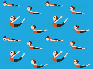 Yoga Locust Pose Tutorial Cartoon Seamless Wallpaper Background