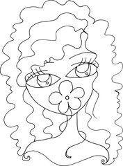 black and white Beauty Hair Pattern Design vector drawing	
