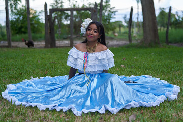 Fototapeta premium Mexican Young Girl in Typical dress - Mexico - Chiapas - 15