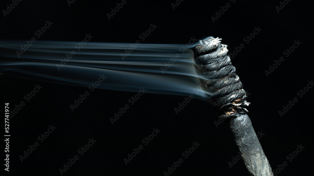 Sticker smoking torch isolated on black background