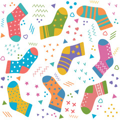 Pattern of socks, color vector illustration