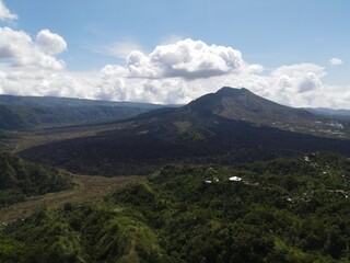 Fototapeta na wymiar Aerial view of lava field from Mount Batur in Bali