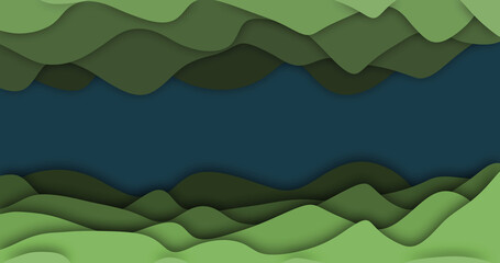 Obraz premium Image of blue background with moving green waves