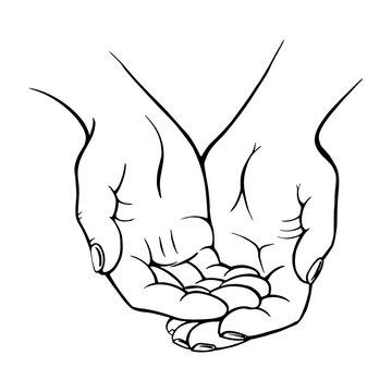 Human hands folded sketch hand drawn vector