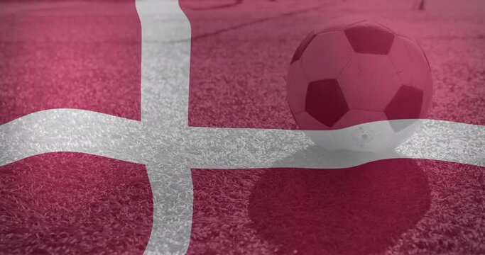 Animation of waving denmark flag over football balll