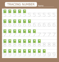 Numbers for kids. Worksheet for kindergarten and preschool. Training to write and count numbers with notebooks