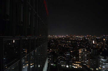 Tokyo buildings night sky view