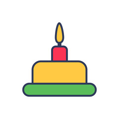 Flat filled outline modern vector icon for cake