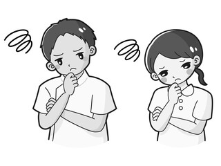 困っている白衣を着た男性と女性のイラストセット