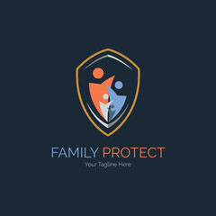 family protect shield teamwork logo template design for brand or company and other