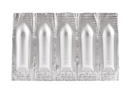 A pack of suppositories isolated on white background