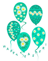 The green eggs are decorated with Easter lilies 