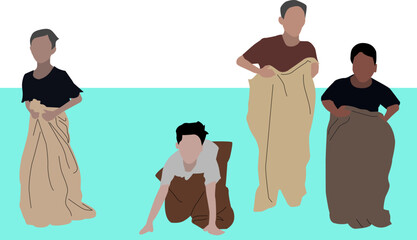 Illustration vector graphic of Balap Karung, fit for flat design, application design, graphic resources