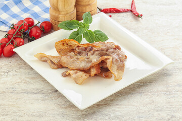 Fried pork bacon for breakfast