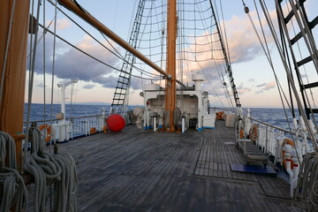 Obraz premium Japanese Sailing ship MIRAIE cruse. Miraie, formerly Akogare. was built in 1993 by the city of Osaka as the first and only tall ship owned by a Japanese local government. She was named Akogare, which 