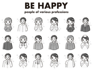 キラキラときめく様々な人物のイラストセット