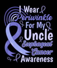 Obraz premium Esophageal Cancer Awareness Lettering T-shirt Design With Periwinkle Ribbon Best for Print Design Like T-shirt, Mug, Frame and Other